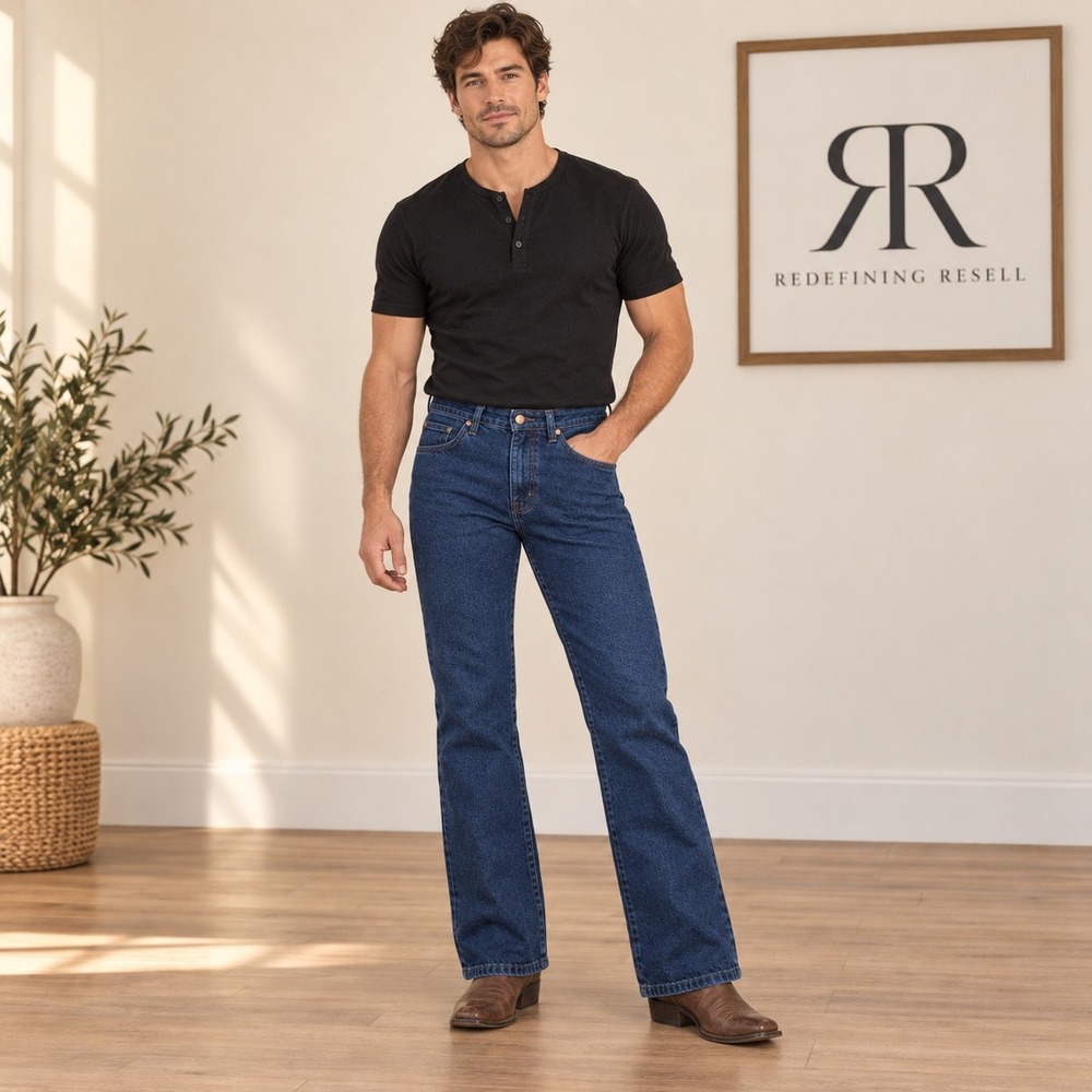 Wrangler 936NTF Cowboy Cut Slim Fit Jeans Mens 30x32 Dark Wash Blue Denim